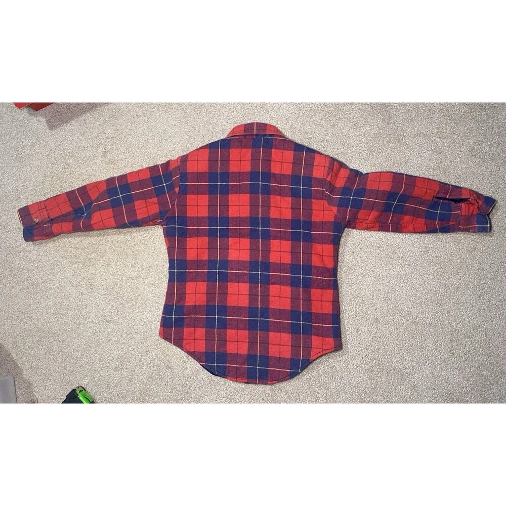 Vintage Royal Knight Kids Red Plaid Quilted Lined Flannel Shirt Jacket Size 8